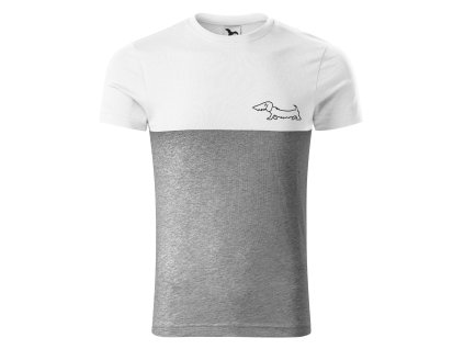 DoggyStyle MenTshirtTwoTone WhiteGrey SingleDog 1Front