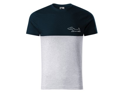 DoggyStyle MenTshirtTwoTone NavyBlueGrey SingleDog 1Front