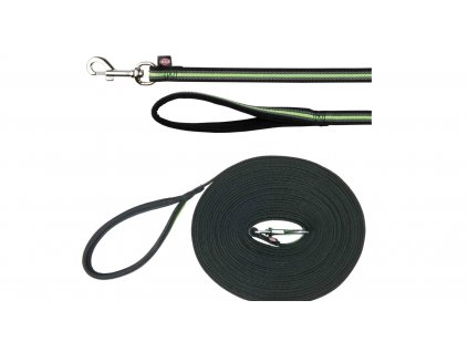 TRIXIE FUSION stopovací vodítko pásek 10 m/17 mm černo/zelený