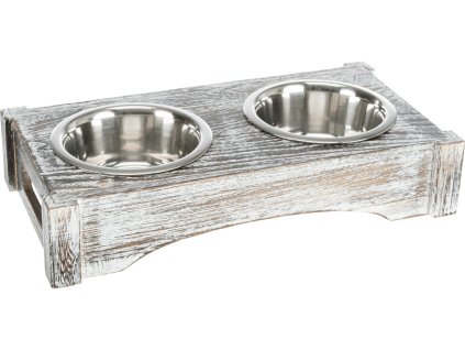 TRIXIE Sada nerezových misek v dřevěném podstavci