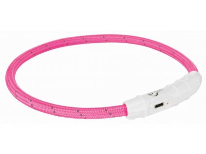 TRIXIE Svítící kroužek USB na krk, růžový XS-S: 35 cm/ ø 7 mm