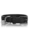 obojek pro psa kozeny se zdobenim milk pepper cerny 3 x 45 cm (1)