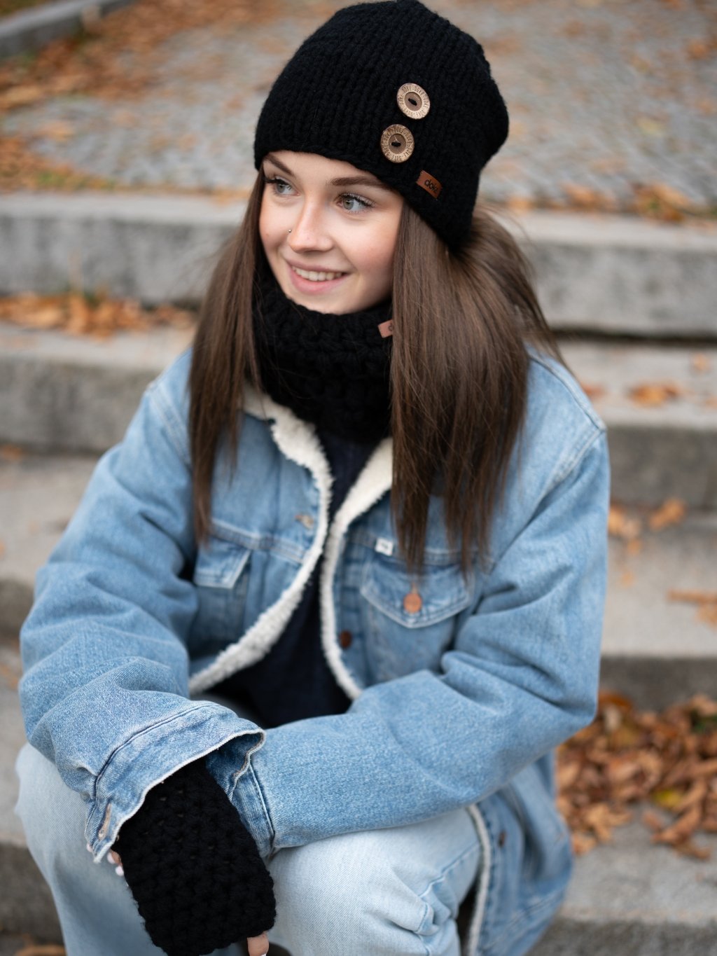 Pletená čepice b nature black