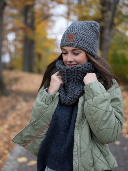 Háčkovaná čepice Future anthracite