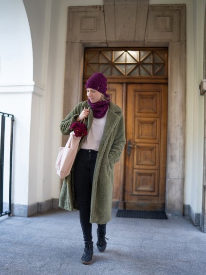 Merino pletená čepice roy burgund