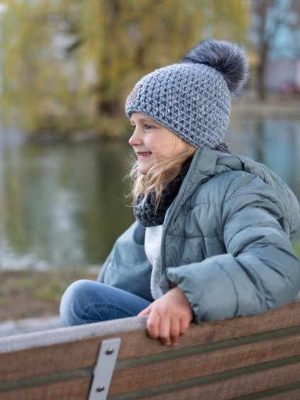 Dětský háčkovaný kulich denim