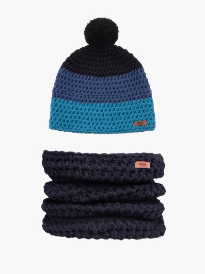 Set merino háčkovaný kulich Harry a nákrčník black L