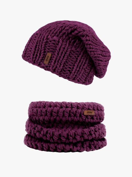 Set merino pletená čepice Roy burgund