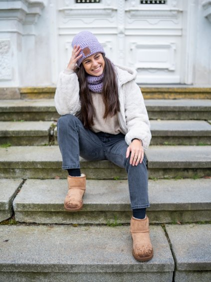 Merino háčkovaná čepice Luke flieder