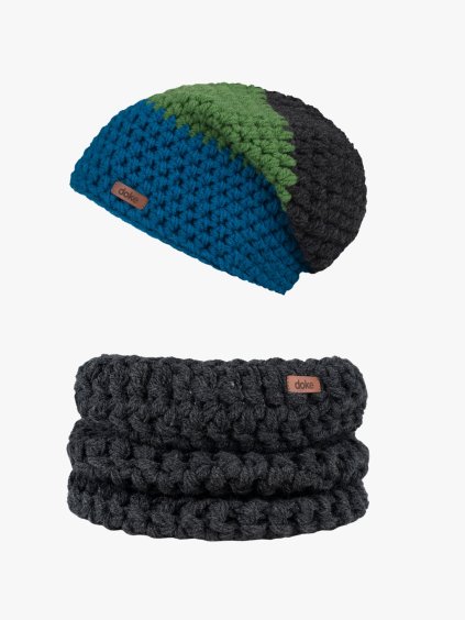 Set háčkovaná čepice Leon a nákrčník anthracite L