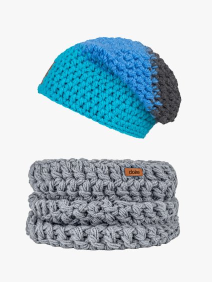 Set háčkovaná čepice Rob a nákrčník light