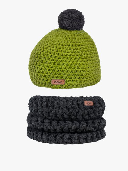 Set háčkovaný kulich Anyz a nákrčník anthracite L