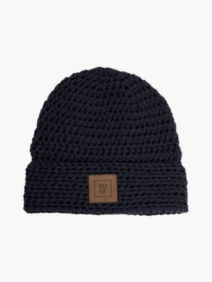 Merino háčkovaná čepice Luke black pro muže