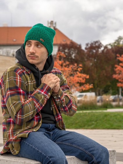 Pletená čepice grass pro muže