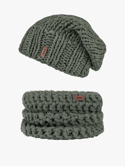 Set pletená čepice Mary olive