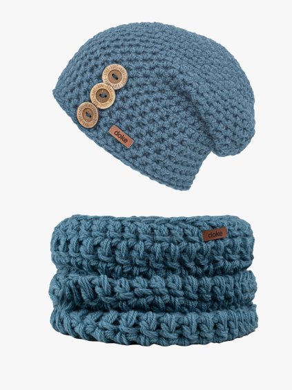 Dětský set háčkovaná čepice B nature lagune (1)