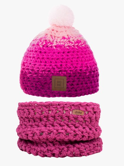 Dětský set háčkovaný kulich rose (1)