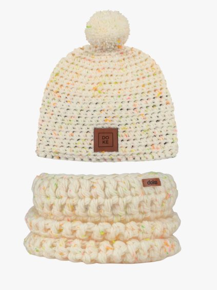 Dětský set háčkovaný kulich neon tweed (1)