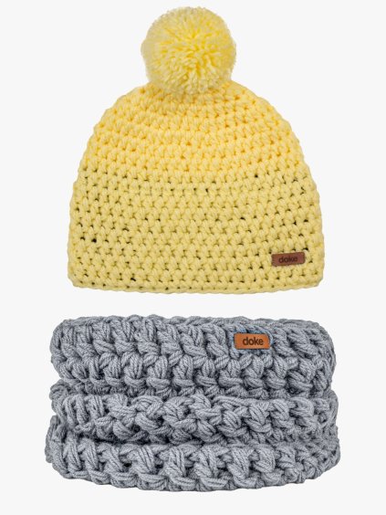 Dětský set háčkovaný kulich Vanilla a nákrčník light (1)