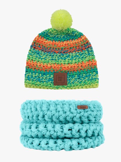 Dětský set háčkovaný kulich minty (2) (1)