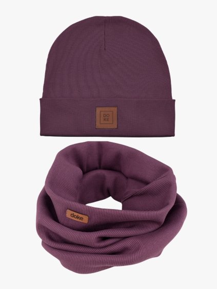 Dětský set bavlněná čepice a nákrčník organic ed violet do 11 let