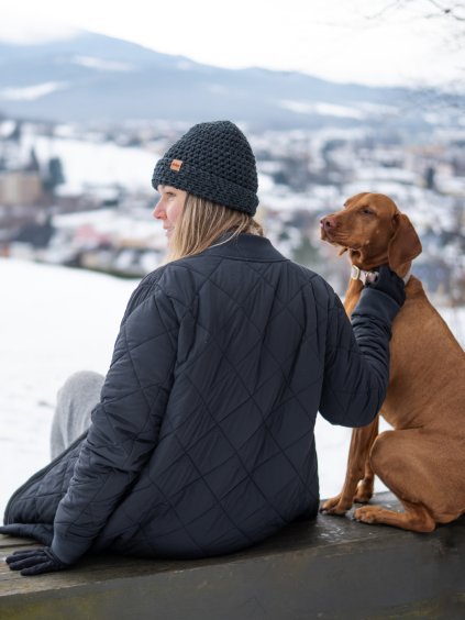 Háčkovaná čepice Fred anthracite