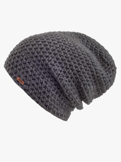 Merino háčkovaná čepice Anthracite