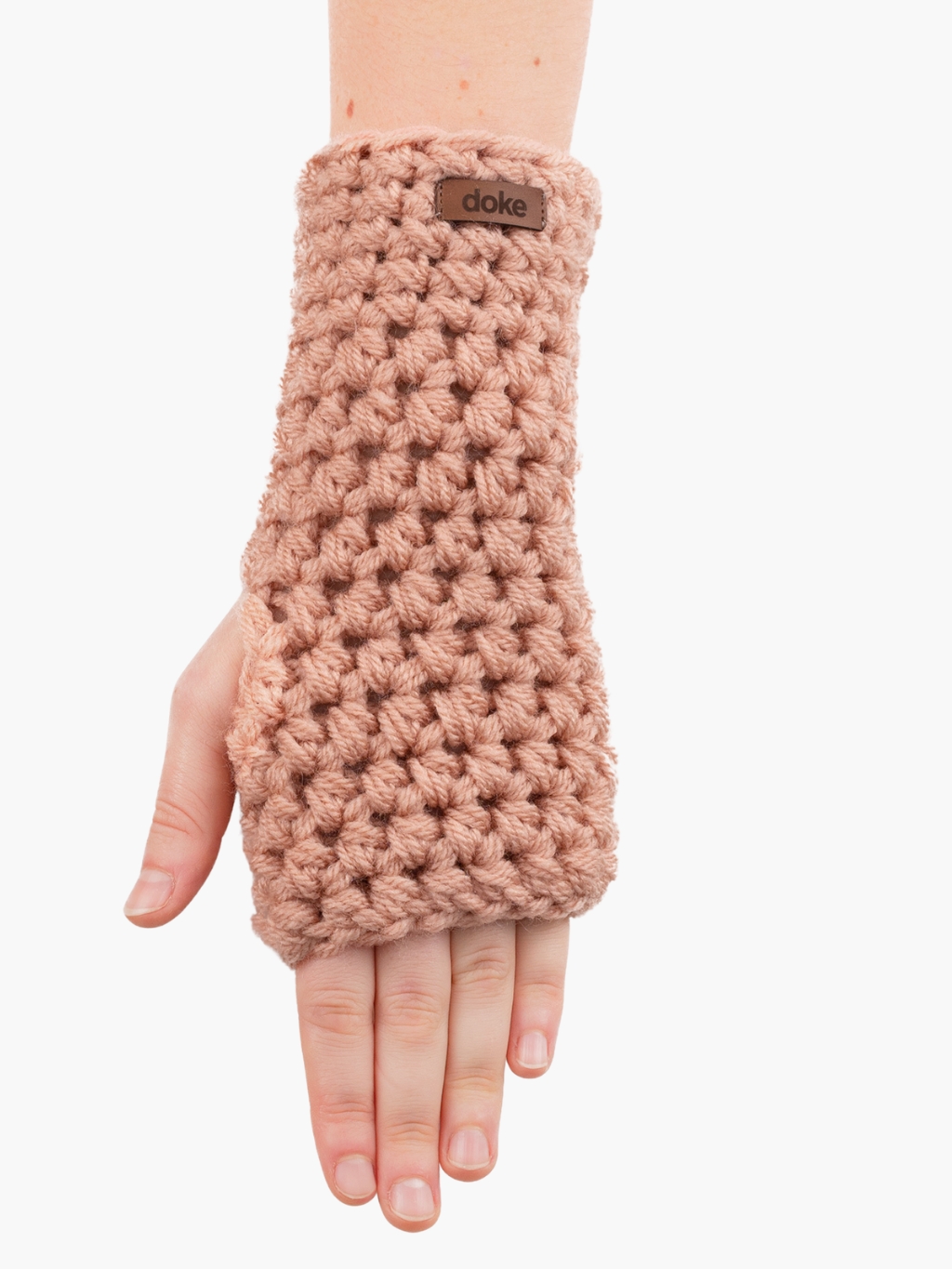 Levně Dětské háčkované návleky peach