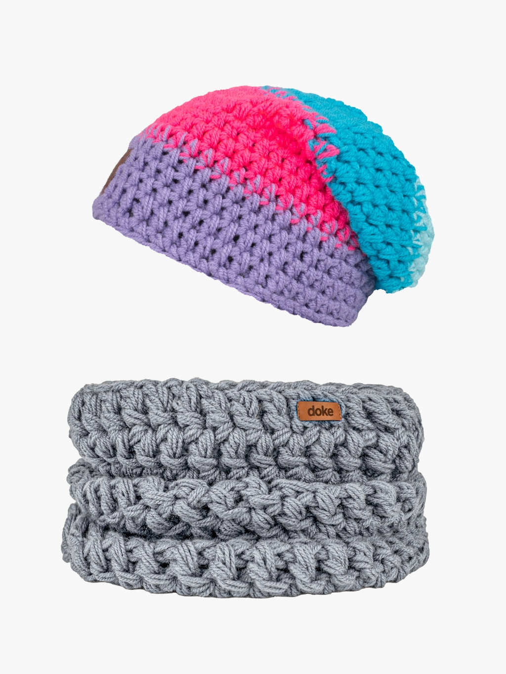 Levně Set háčkovaná čepice Rita a nákrčník light