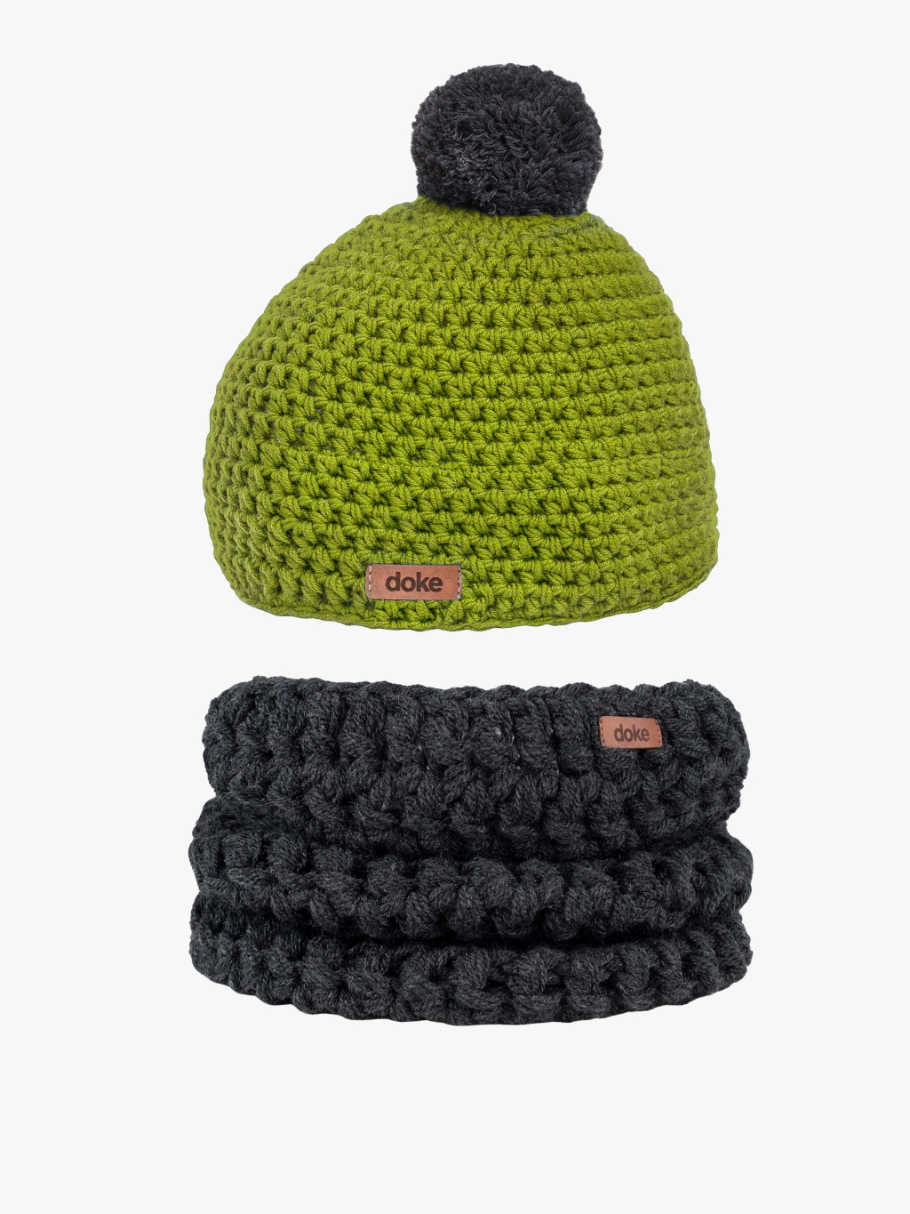 Levně Set háčkovaný kulich Anyz a nákrčník anthracite L
