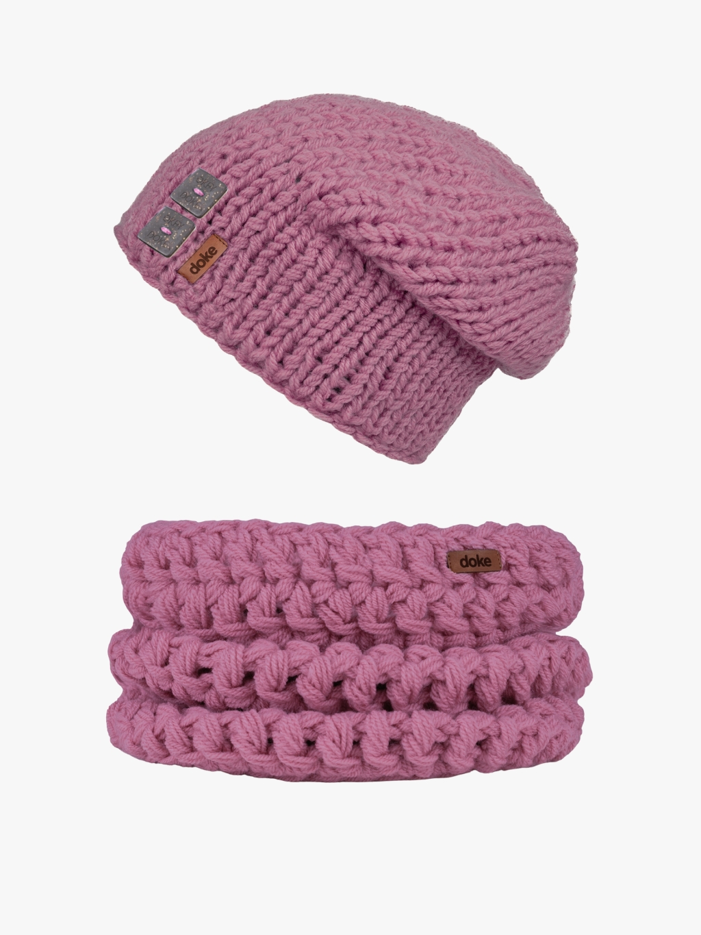 Levně Set pletená čepice B lilac
