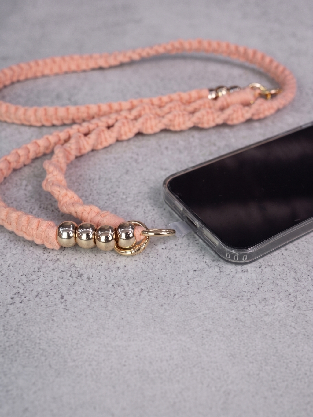 Doke popruh na telefon GOLD coral