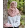 Set háčkovaná čepice a šál b nature peach