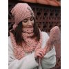 Set háčkovaná čepice a šál b nature peach