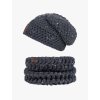 Set háčkovaná čepice a nákrčník brie denim tweed