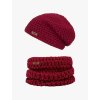 Set Merino háčkovaná čepice a háčkovaný nákrčník bordo