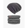 Set Merino háčkovaná čepice Anthracite a háčkovaný nákrčník medium grey