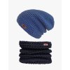 Set merino háčkovaná čepice Kobalt a nákrčník black