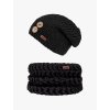 Set pletená čepice B nature black a nákrčník black