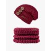 Dětský set háčkovaná čepice B nature bordo (1)