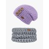 Dětský set háčkovaná čepice B nature flieder a nákrčník light (1)
