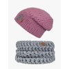 Dětský set pletená čepice lilac a nákrčník light (1)