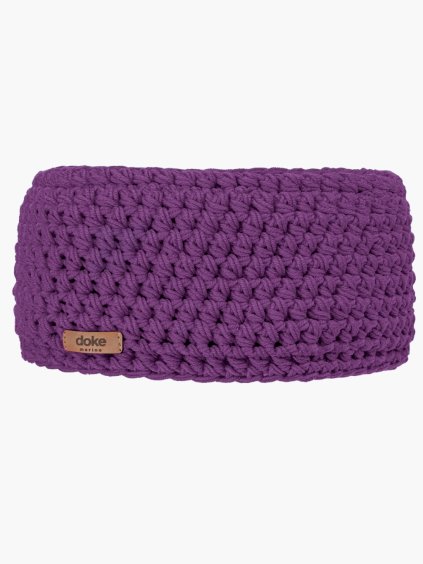 Merino háčkovaná čelenka viola (Velikost Pro dospělé (vhodné i pro děti od 12 let))