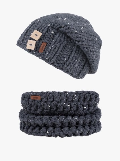 2011 detsky set pletena cepice a nakrcnik b denim tweed pro deti 12 16 let