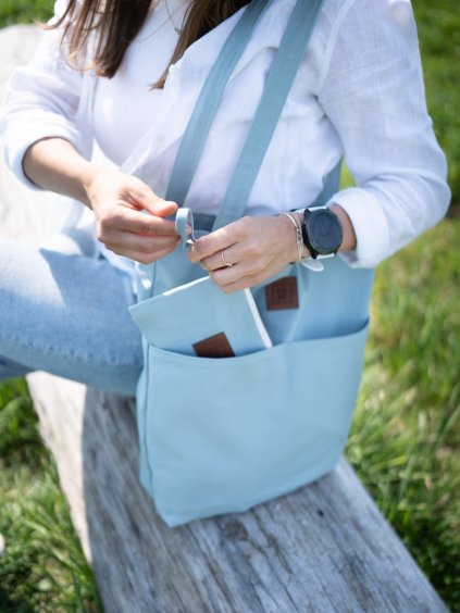 2305 8 set bavlnena taska pocket a kapsa hope blue