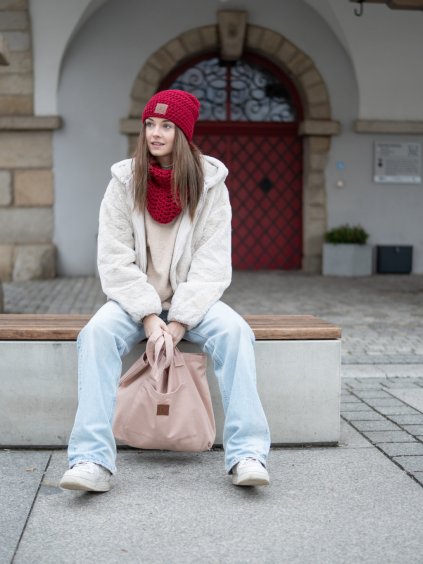 Háčkovaná čepice Brie bordo (Velikost Pro dospělé (vhodné i pro děti od 12 let))