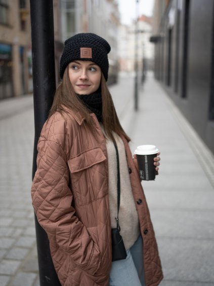 Merino háčkovaná čepice Luke black (Velikost Univerzální (od 12 let))