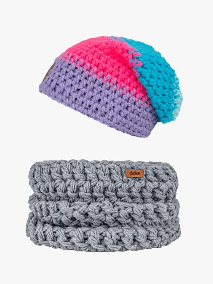 Set háčkovaná čepice Rita a nákrčník light