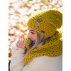 Set háčkovaná čepice a šál b nature gold (Velikost Univerzální)