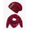 Set háčkovaná čepice B nature bordo